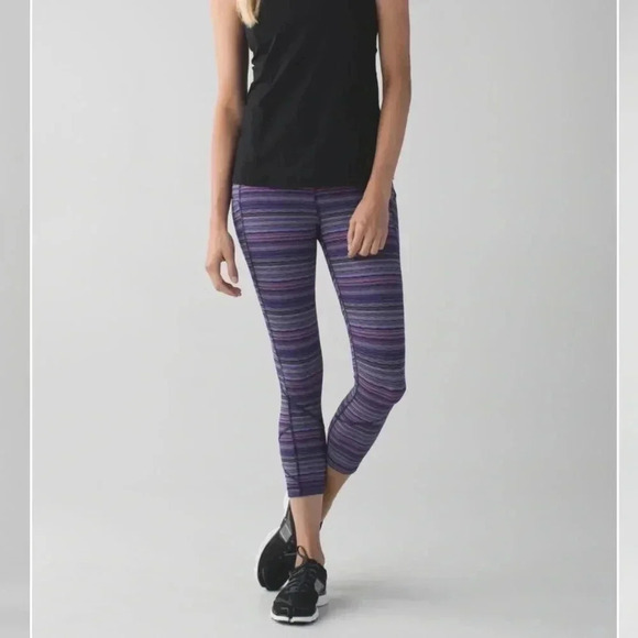 Lululemon Pace Rival Crop Size 4 Space Dye Twist Ultra Violet Multi/Naval Blue - Picture 1 of 14